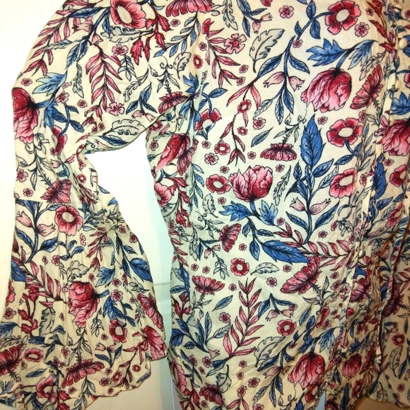 NWT☆STYLE & CO☆Plus Size Long Bell Sleeve Button Down Blouse☆0X - Picture 12 of 16